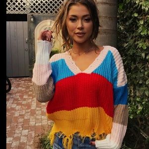 Rainbow Colorblock Sweater (EUC)